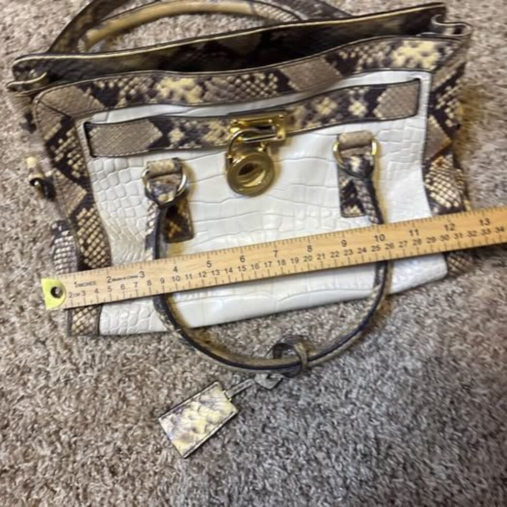 Michael Kors Hamilton Croc Embossed Python Leather Satchel Purse - Picture 4 of 10